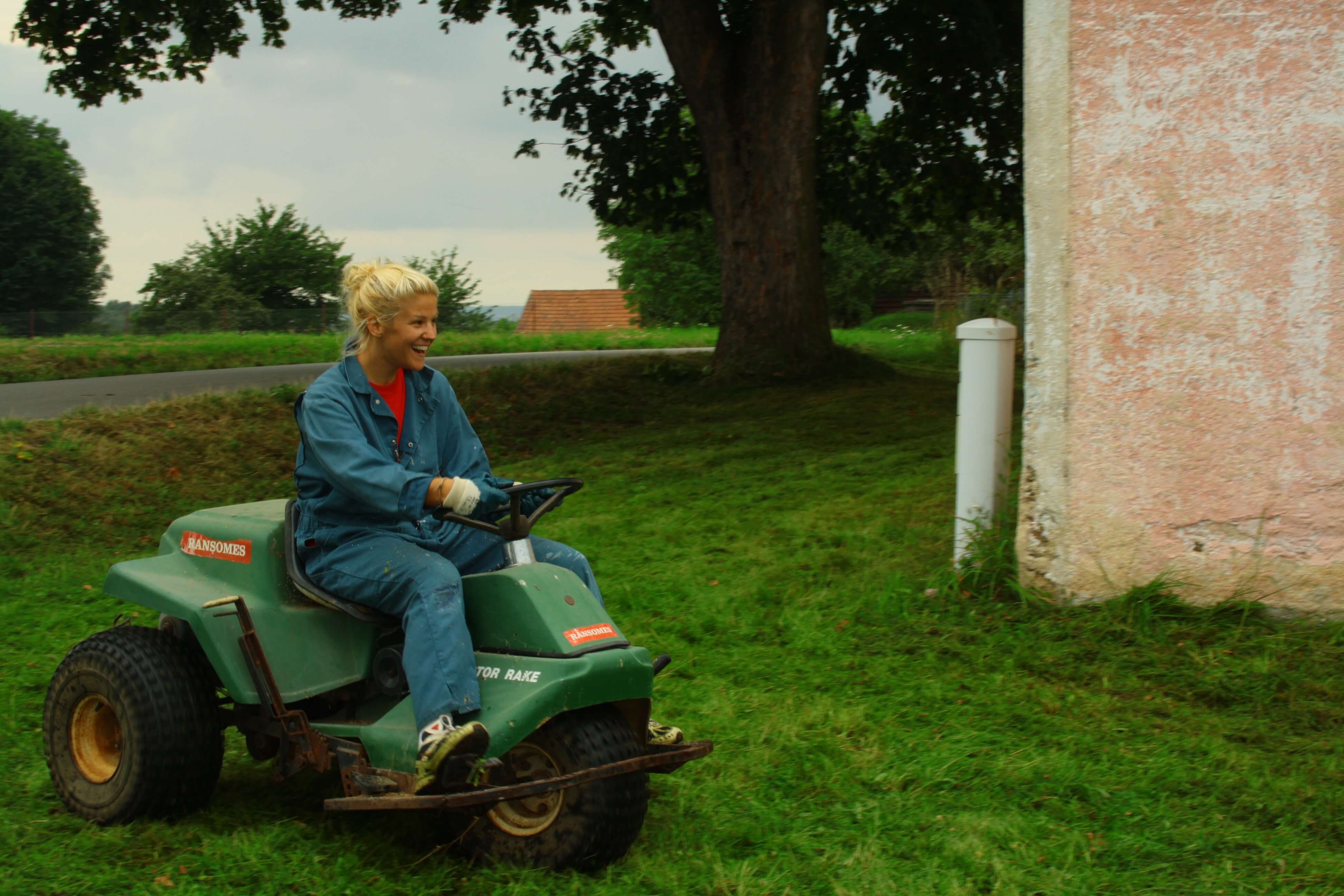 Mowing the lawn in Bechyne