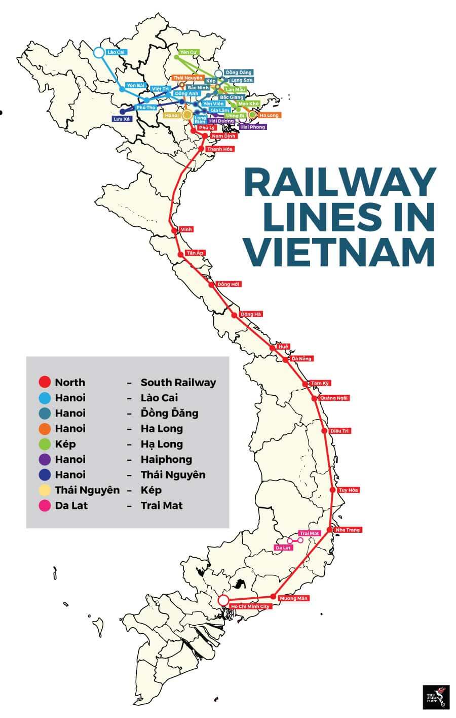 Railway lines in Vietnam