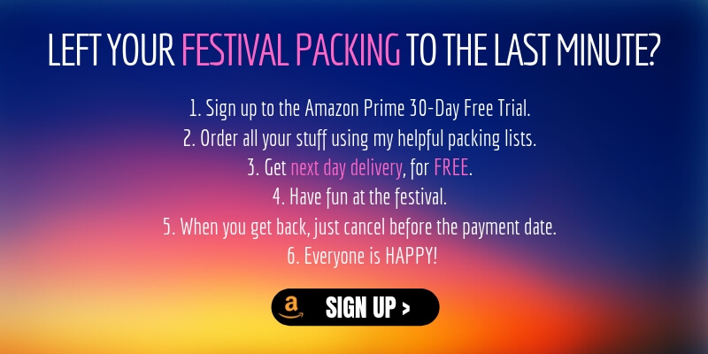 Packing list for festivals