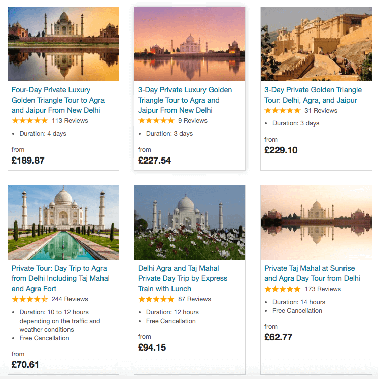 Tours to see the Taj Mahal