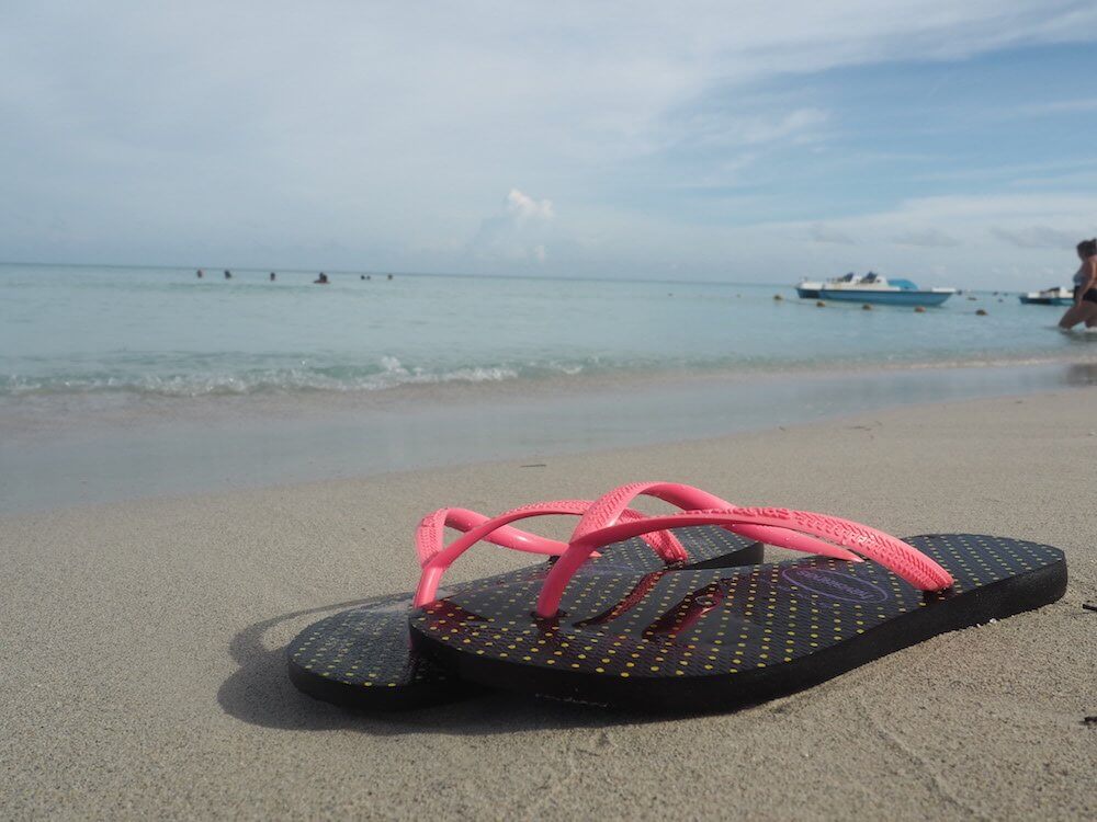 flip flops on a beach