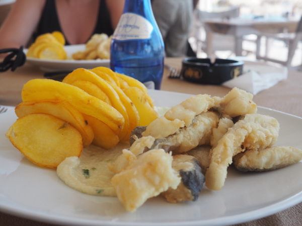 Relaxing on the beach in Santorini