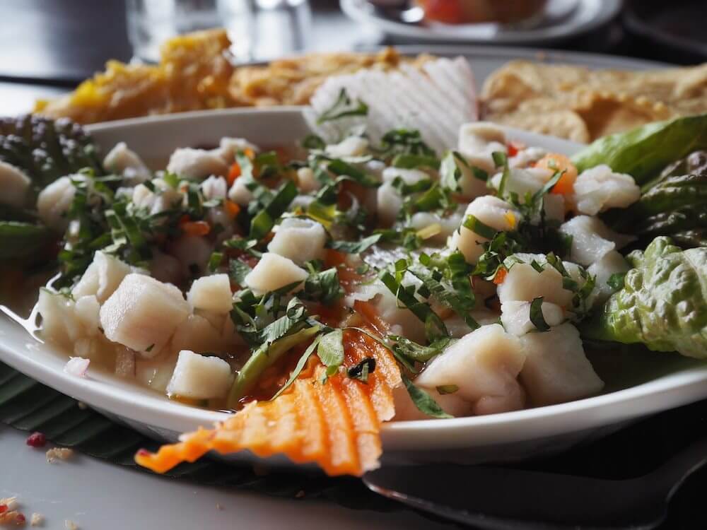 Eating ceviche in Costa Rica