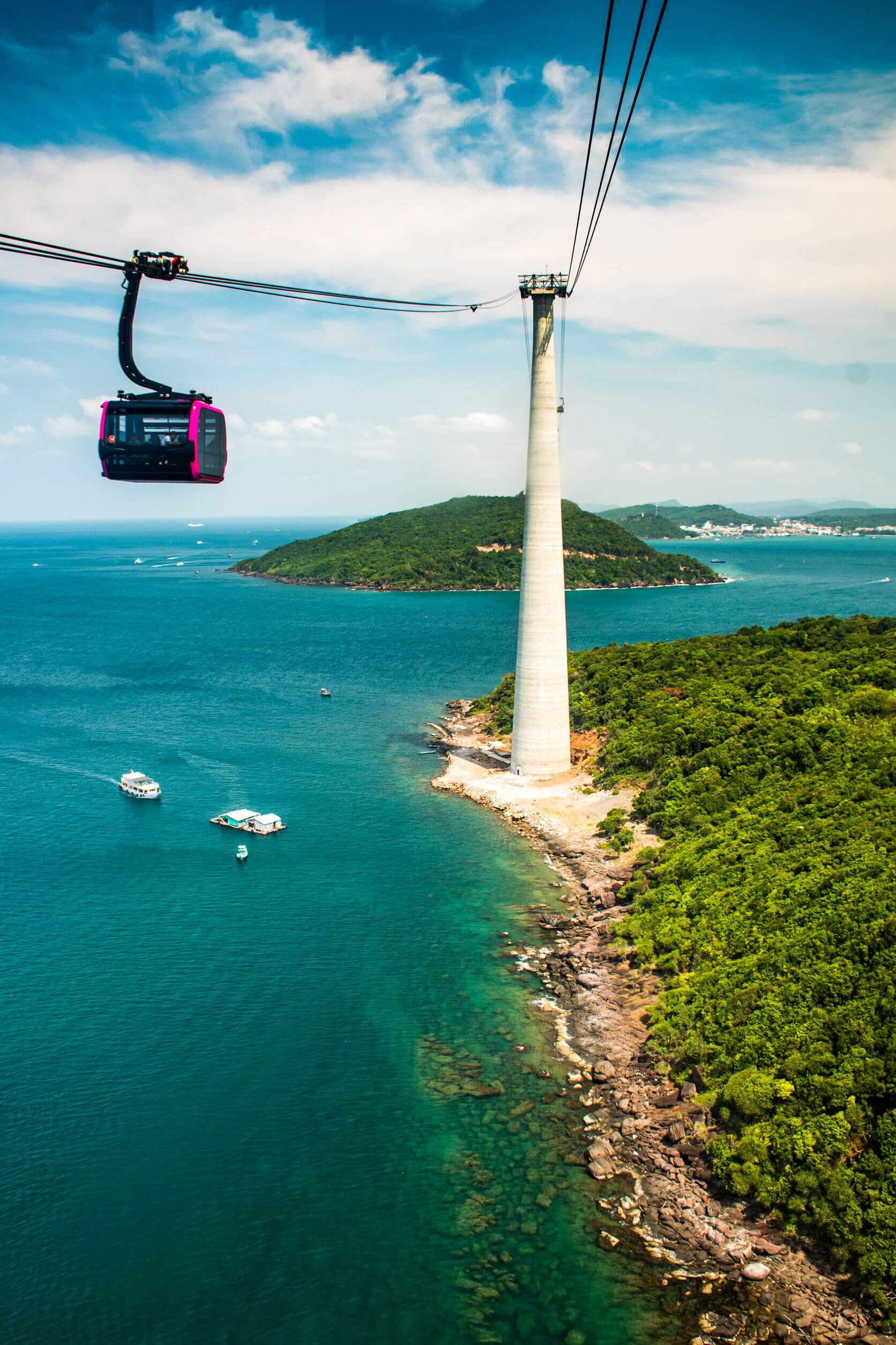 The Longest Cable Car situated on the Phu Quoc Island in South Vietnam.