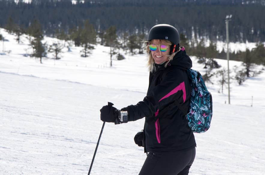 Ski instructor backpacking
