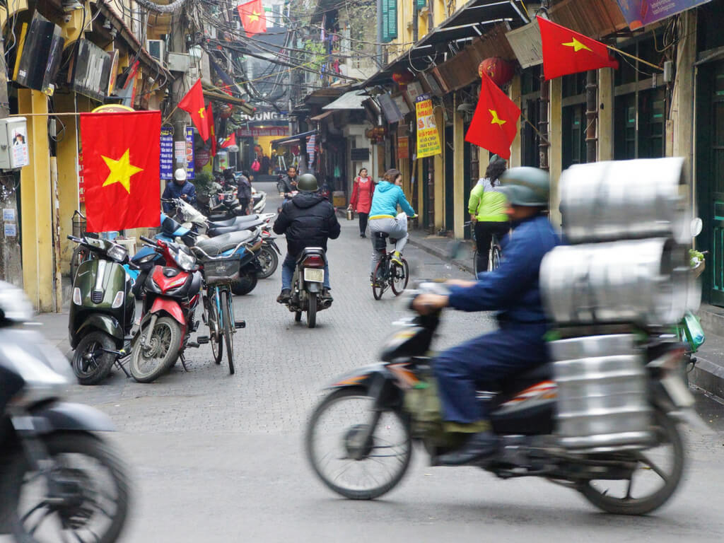 Trying to cross the road in Vietnam