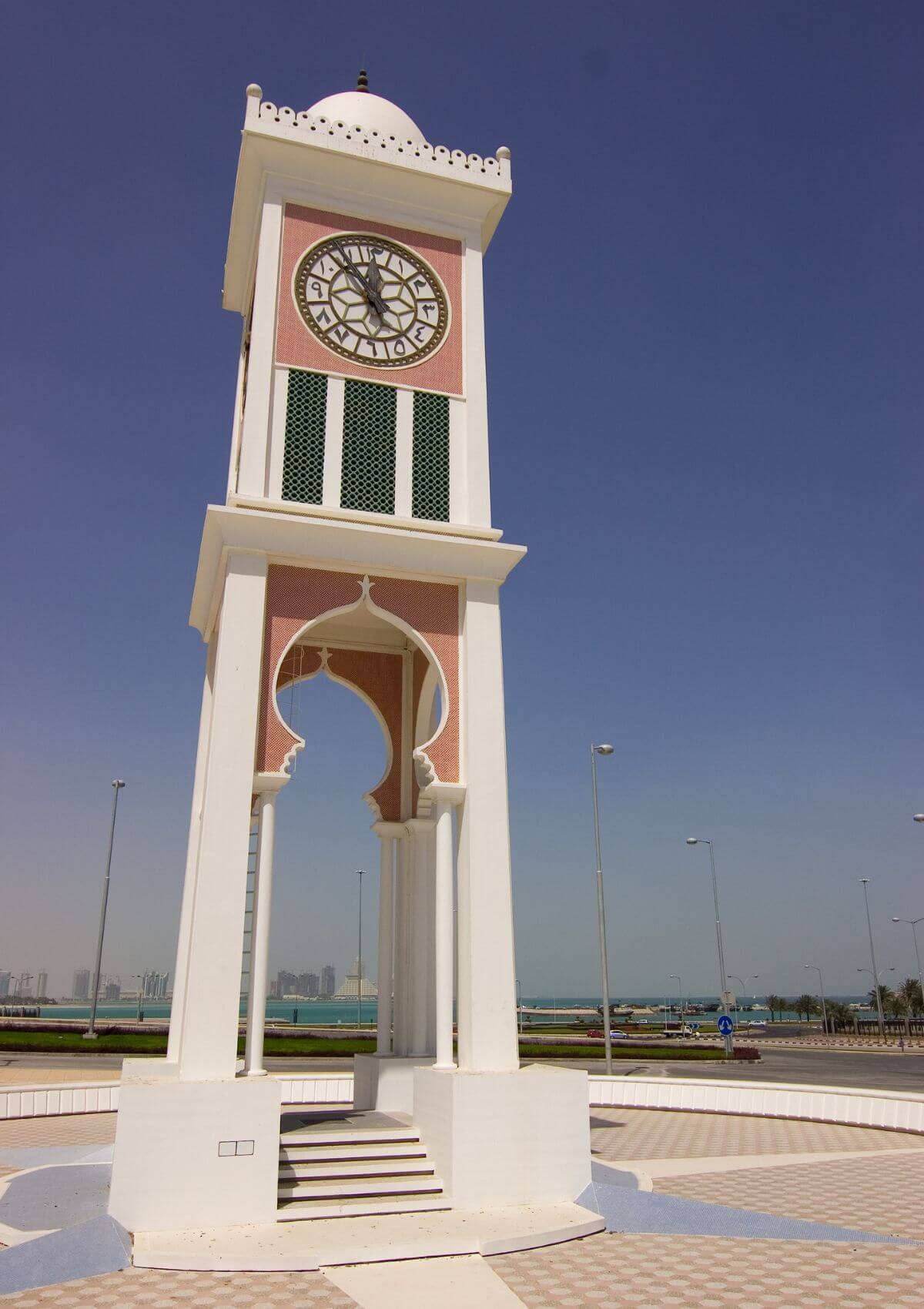 Clock on Doha waterfront