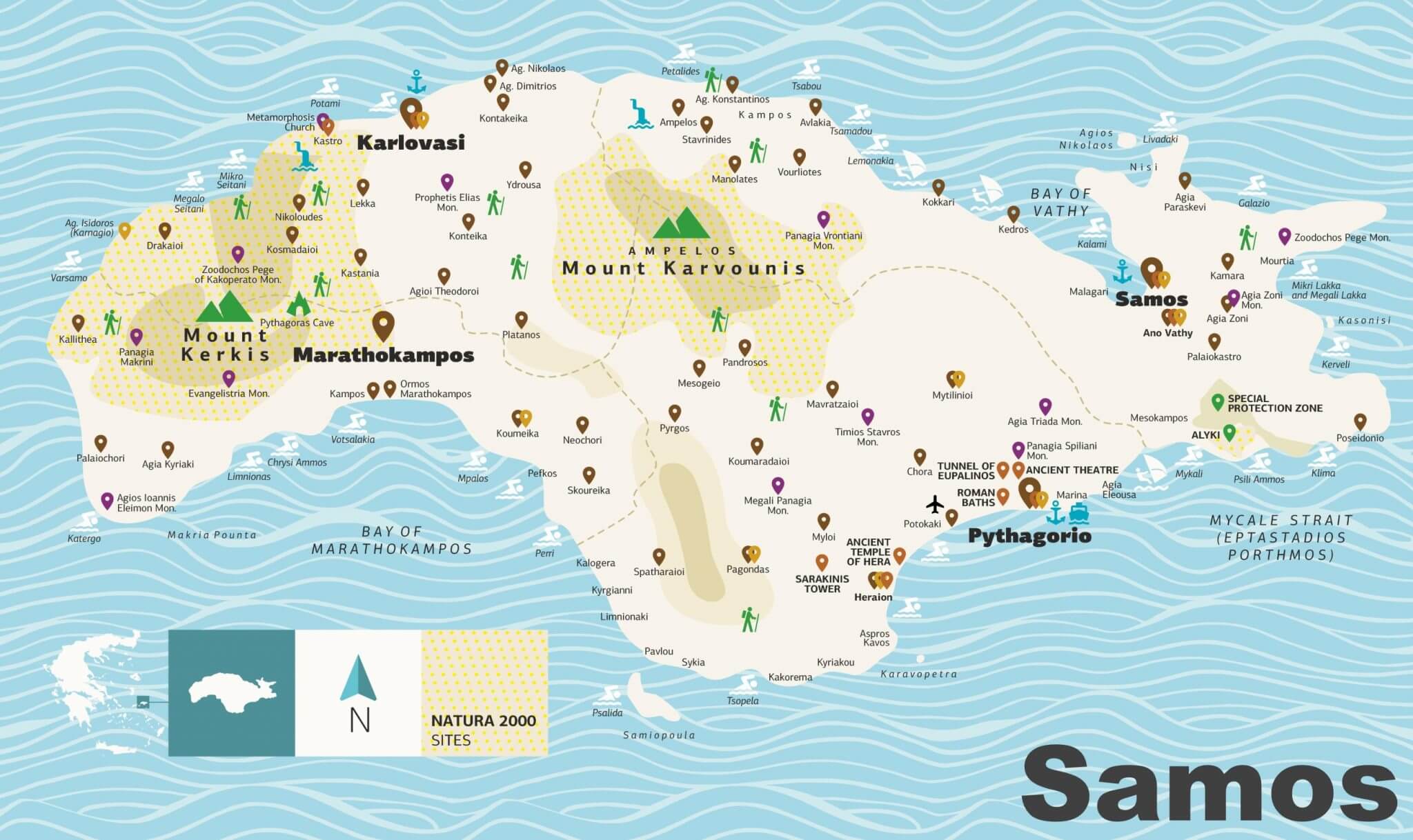 samos map in greece 