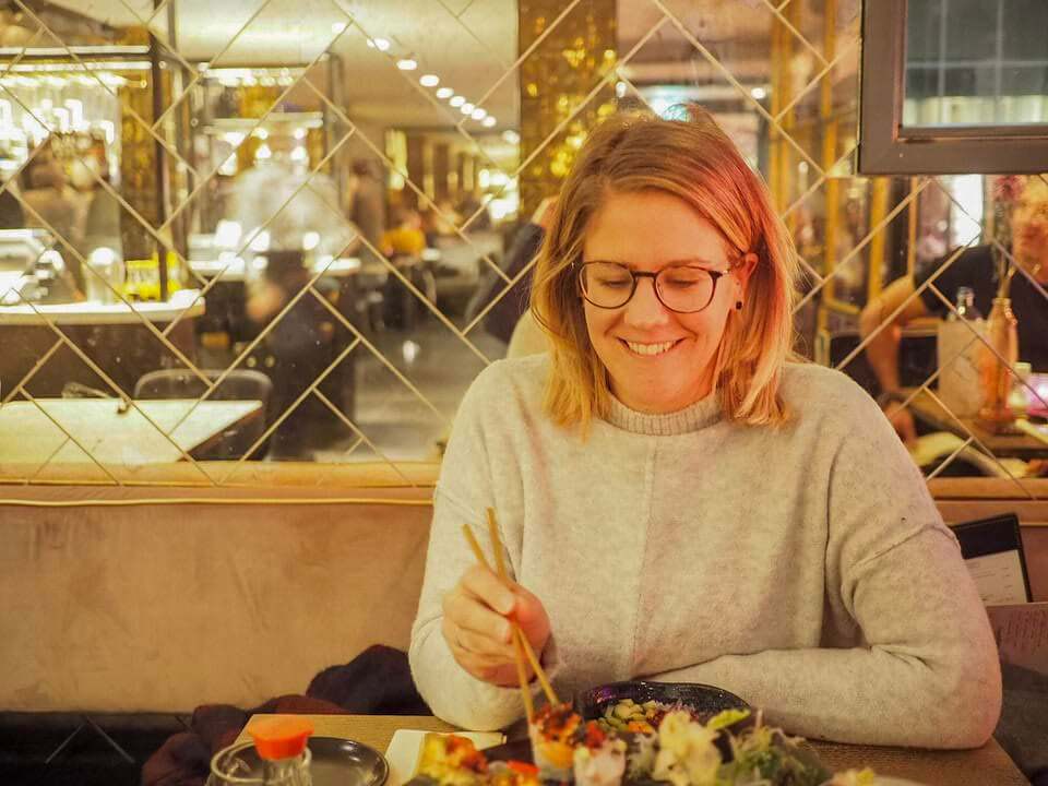 Eating sushi in the Hague