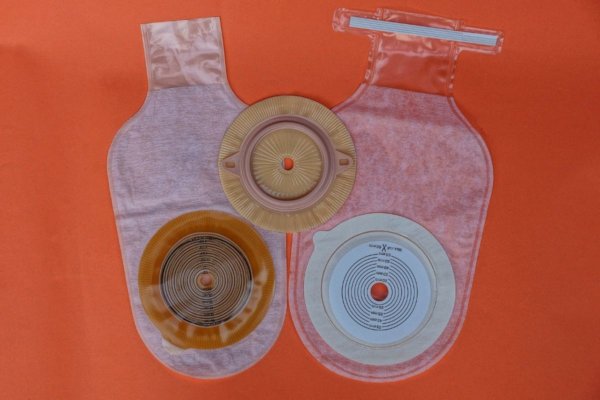 a group of colostomy bags