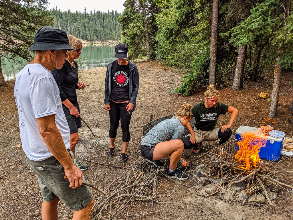 making lunch on the canoe trip in the Yukon 