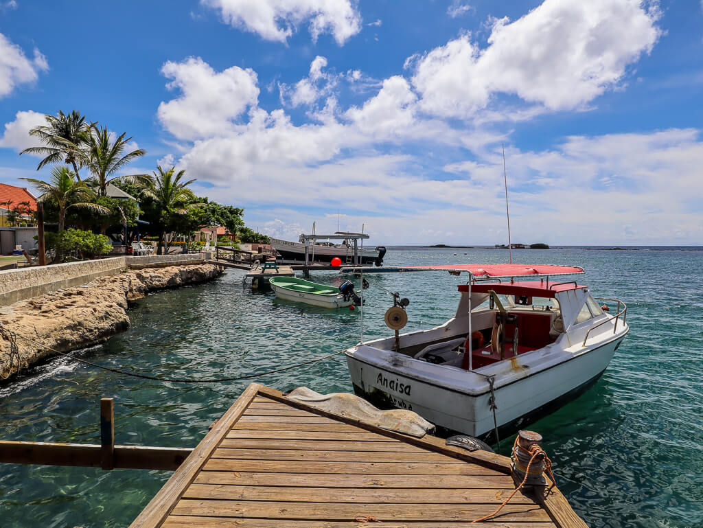 Boats in the harbour in Aruba