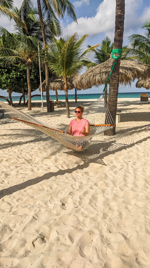 Me meditating in a hammock in Aruba