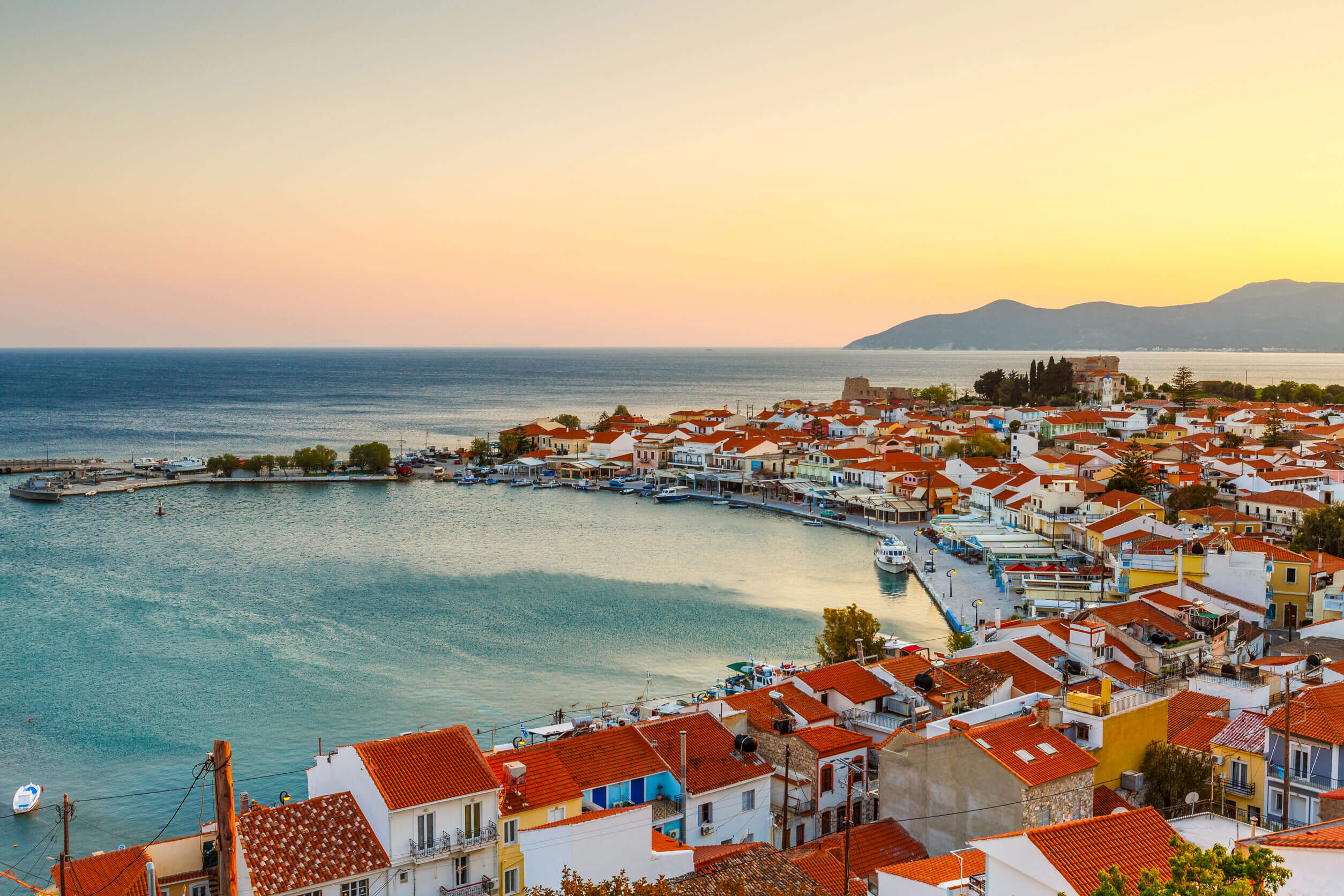 Picturesque Pythagorio town on Samos island, Greece.