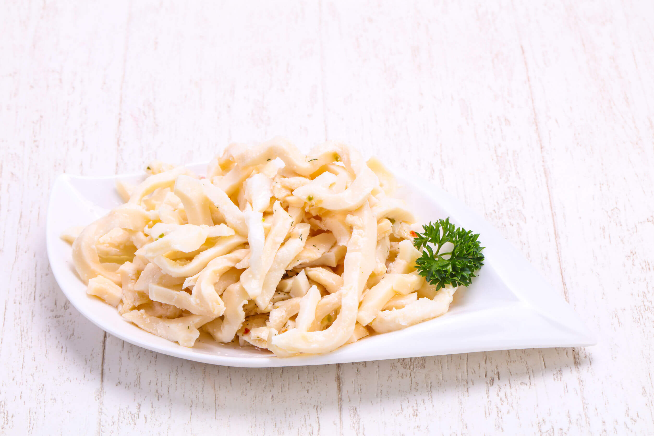 Marinated squid in the bowl