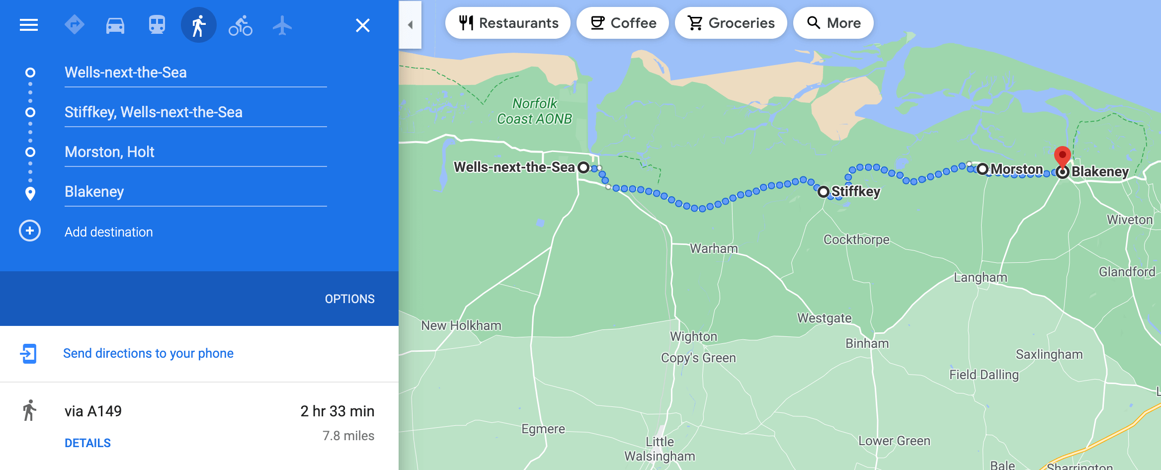 Norfolk walking itinerary