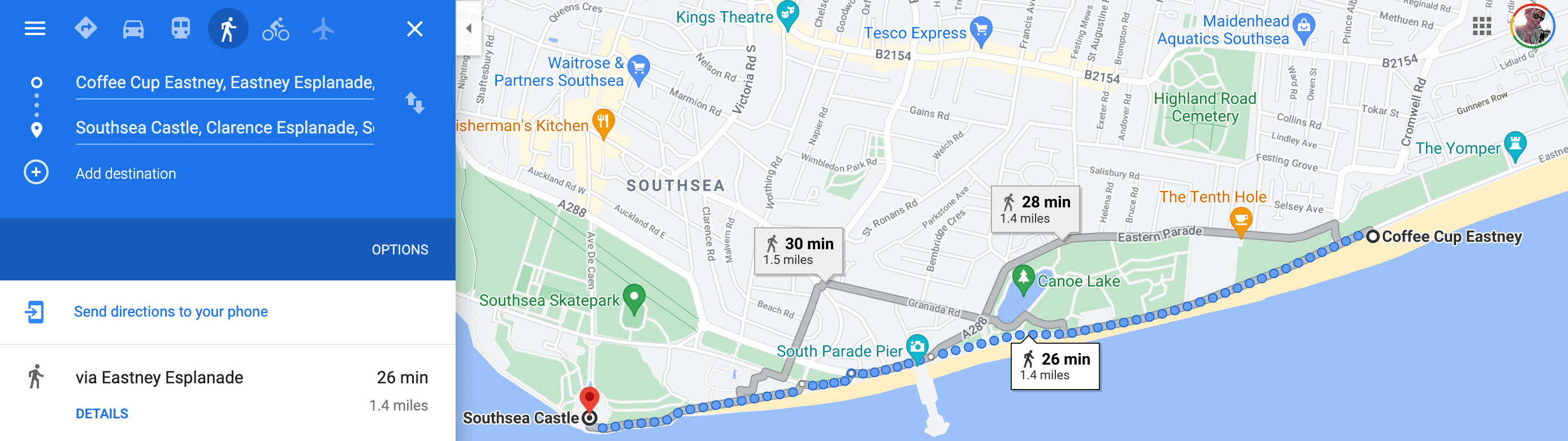 Map of Southsea beach