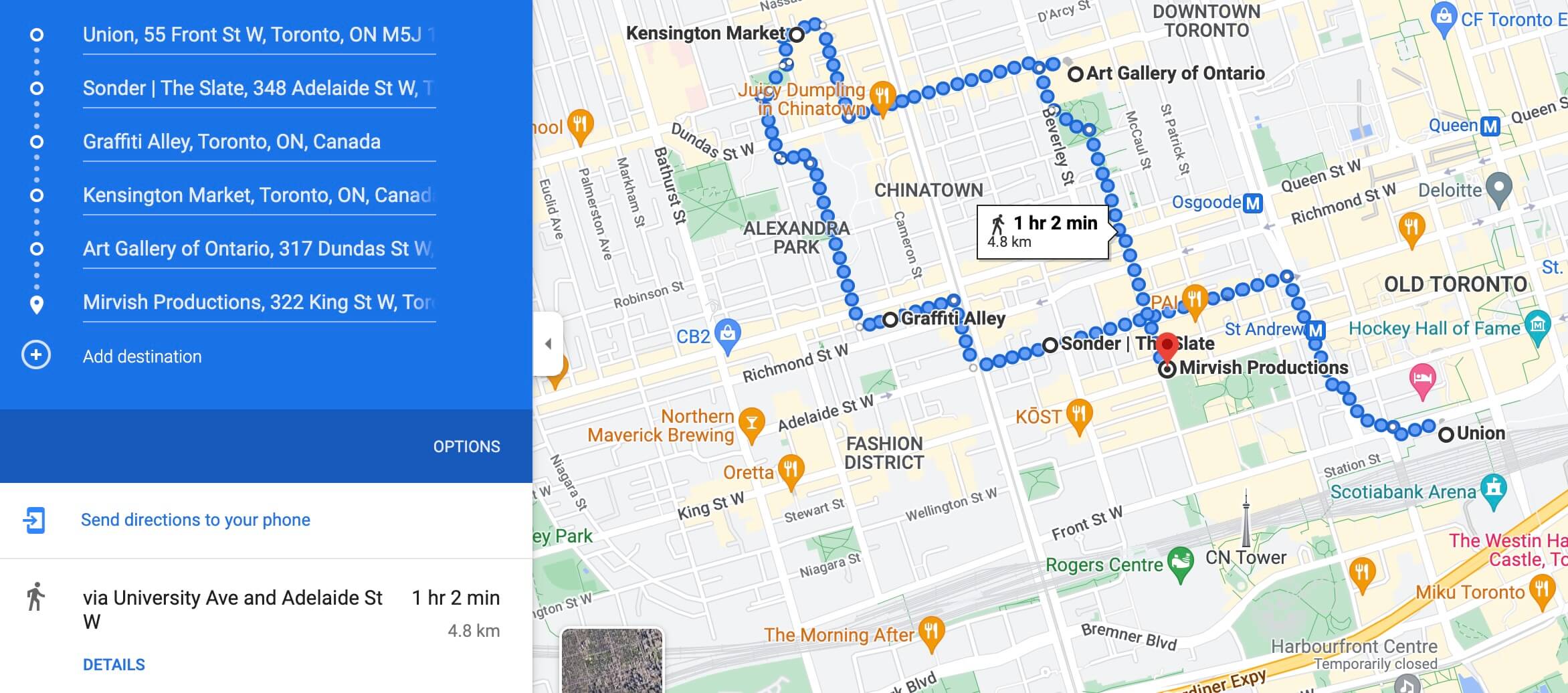 map of weekend in toronto 