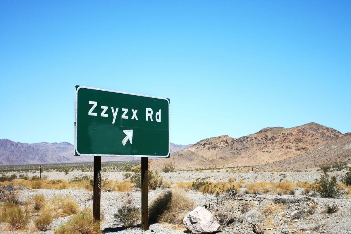 ZZyzx Road sign