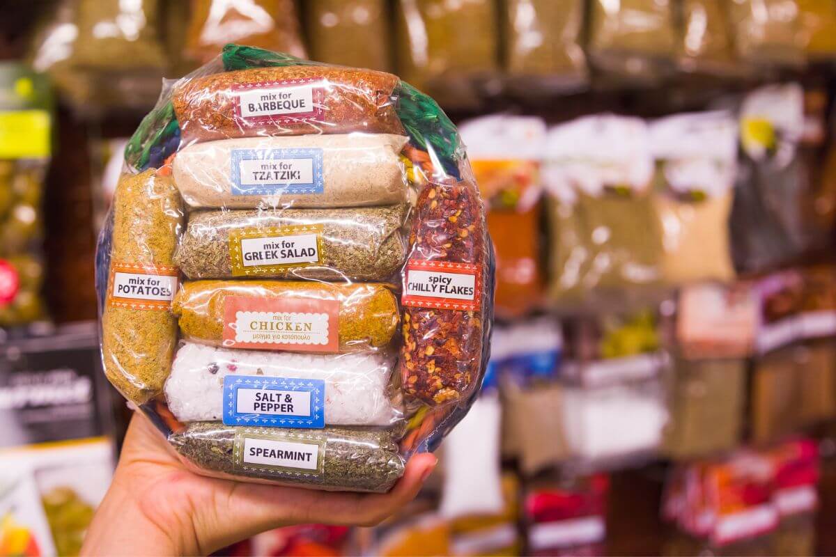 Souvenirs from Greece include Greek spices