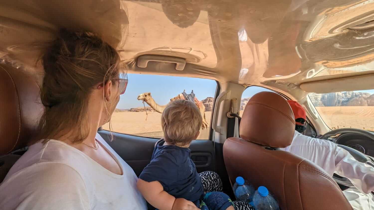 driving into wadi rum