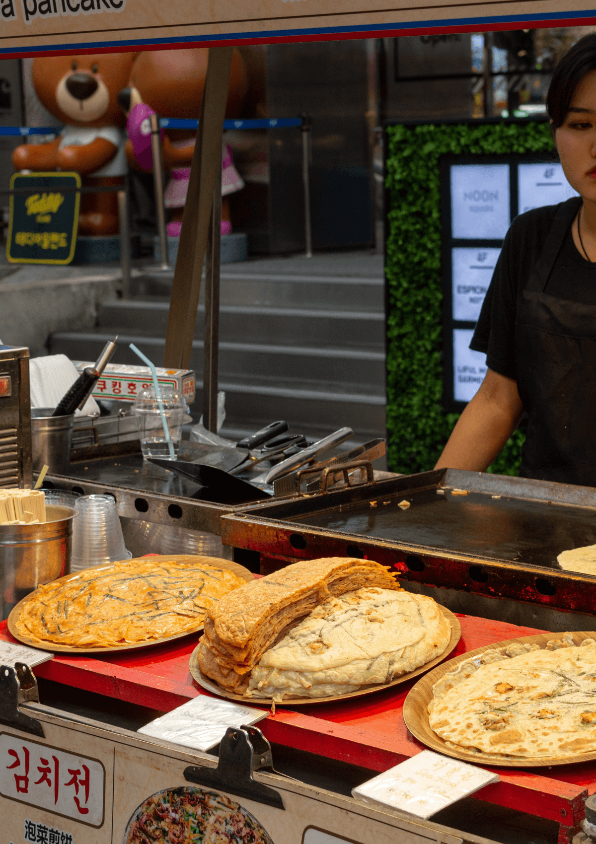 have food in the Seoul district of Myeongdong