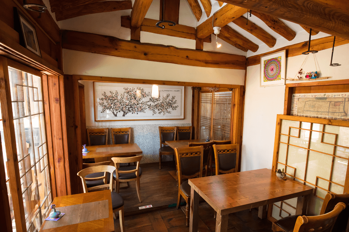 inside of buildings in Bukchon Hanok Village in Seoul