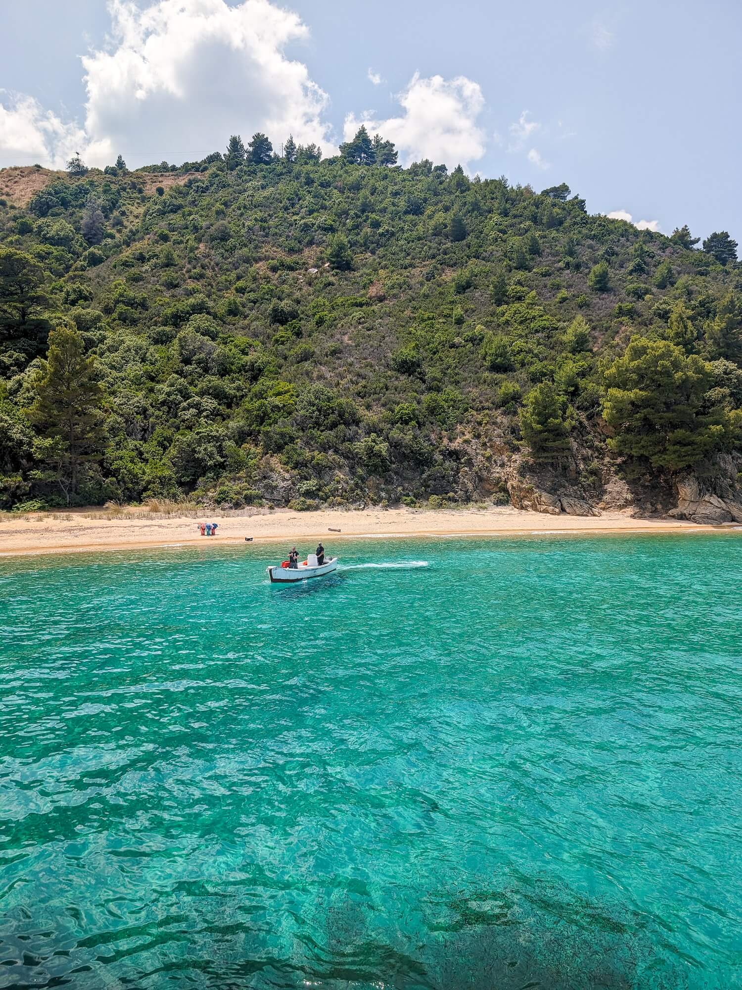 a boat in the water in Halkidiki