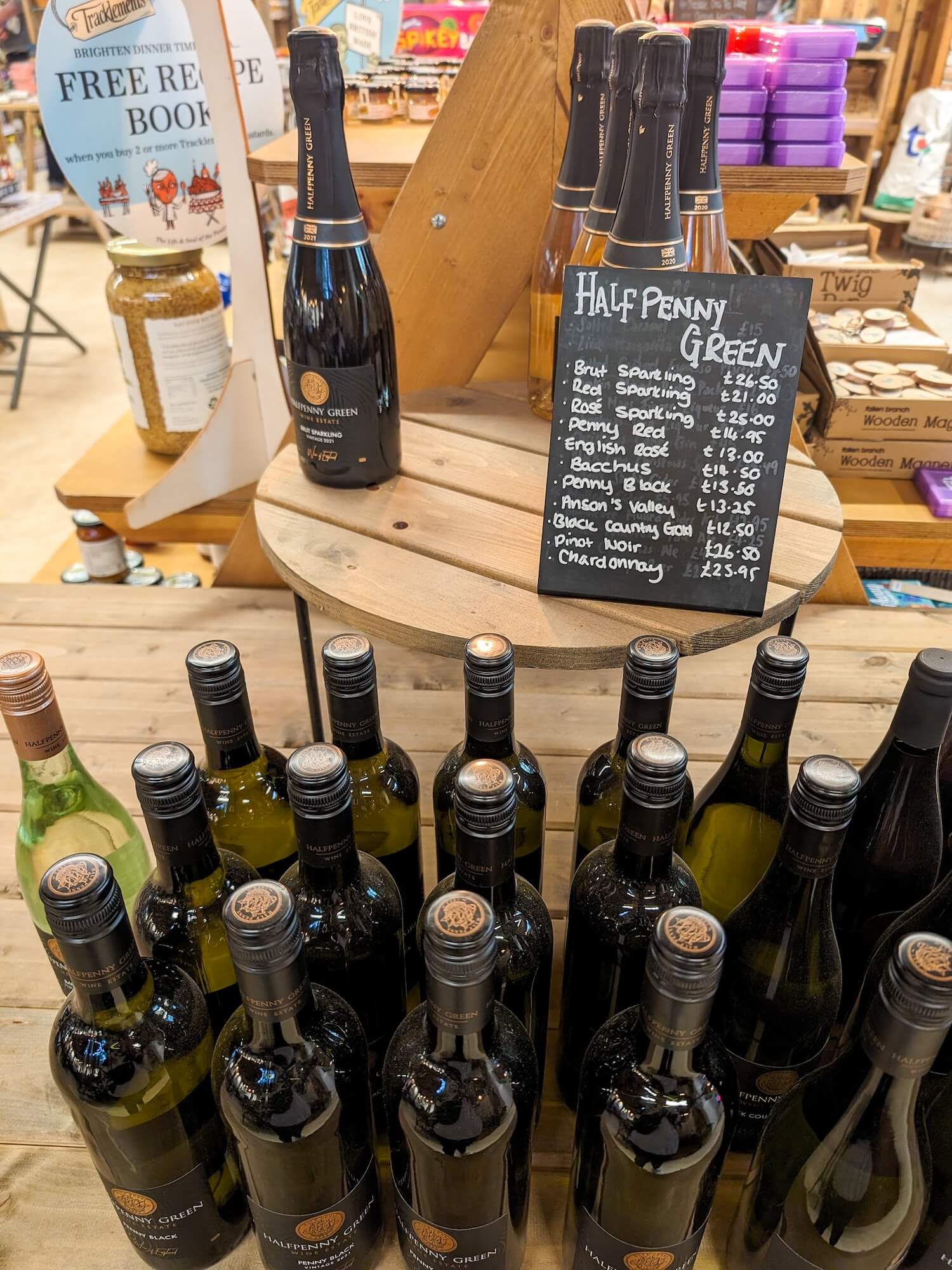 bottles of English wine at a shop
