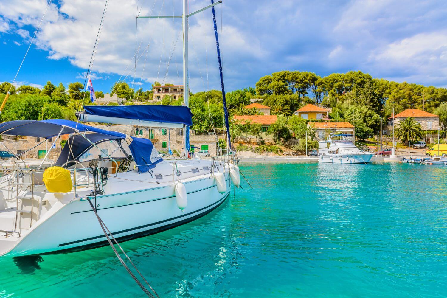 Boat in the sea off the island of Solta