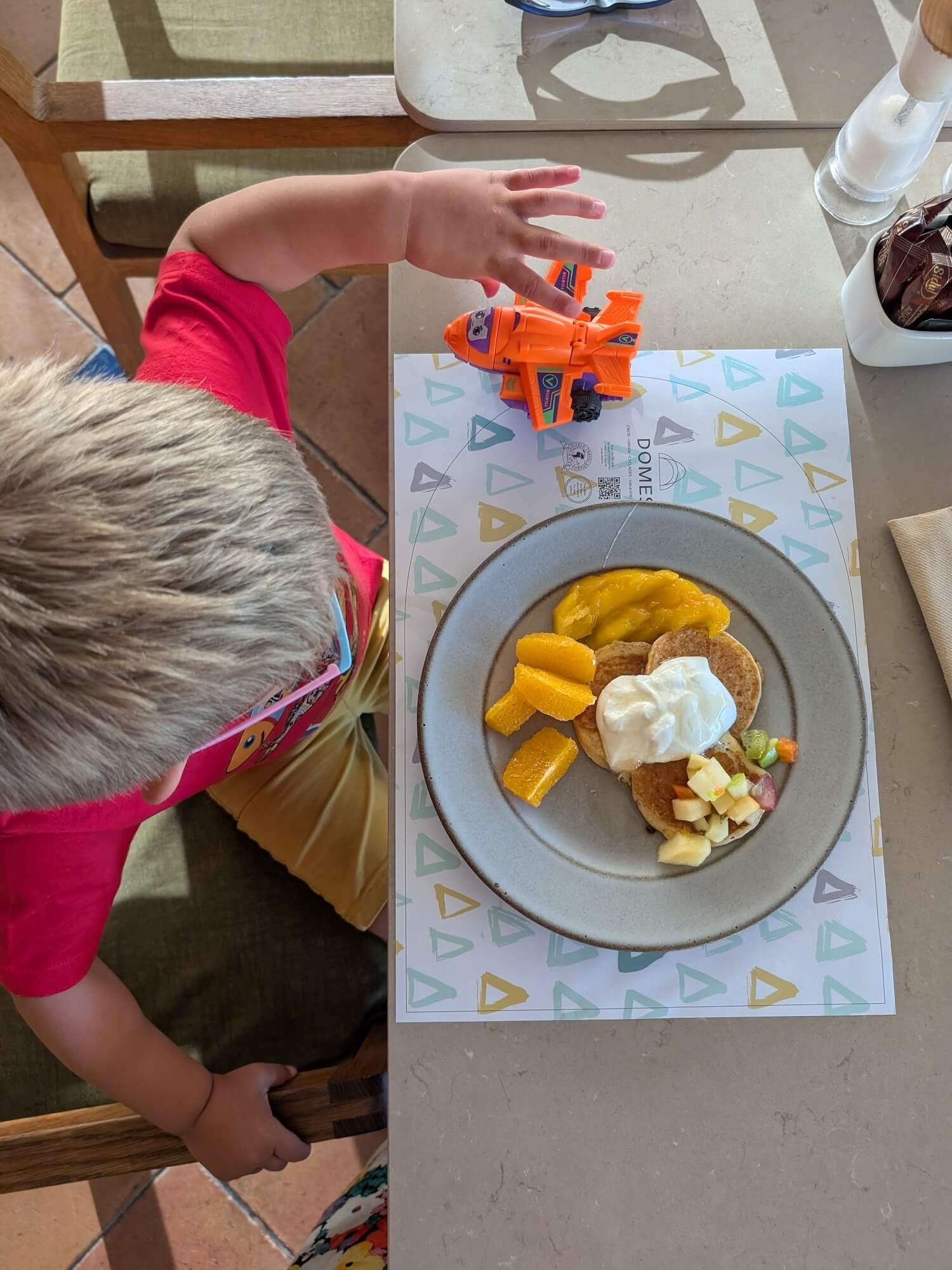 Eating breakfast at Domes