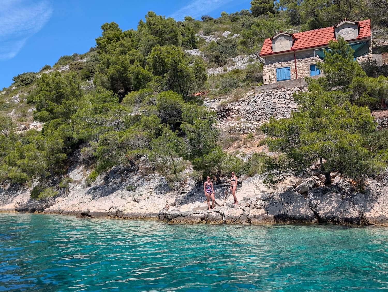 Monica Travel Hack and Vickyflipflop on the coast of Croatia